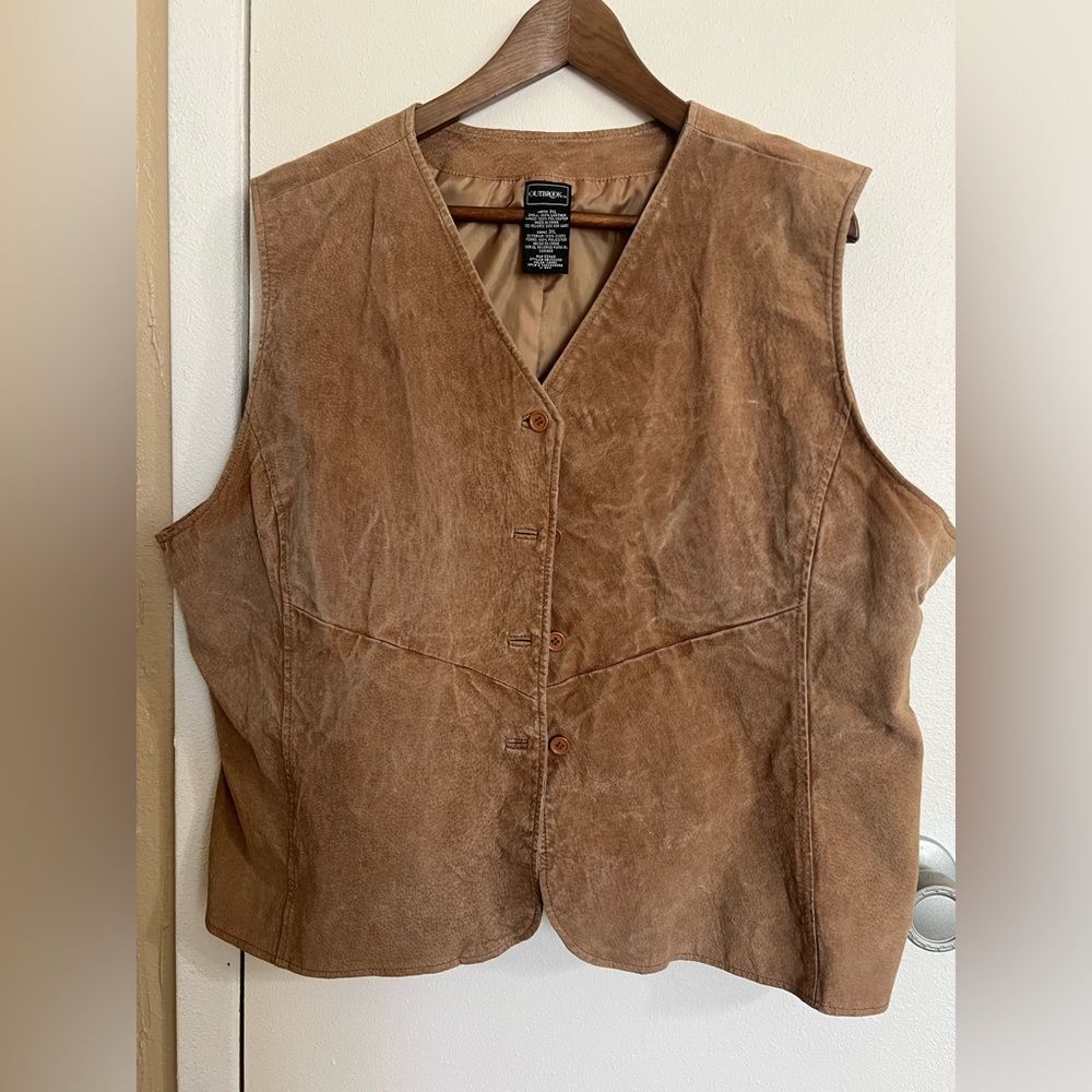 Vintage Outbrook Suede 100% Leather VestWomen’s 3X Light Brown BohoChic Western
